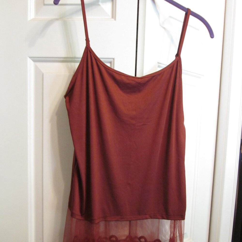 Source Unknown Rust Red Spaghetti Strap Tank Top